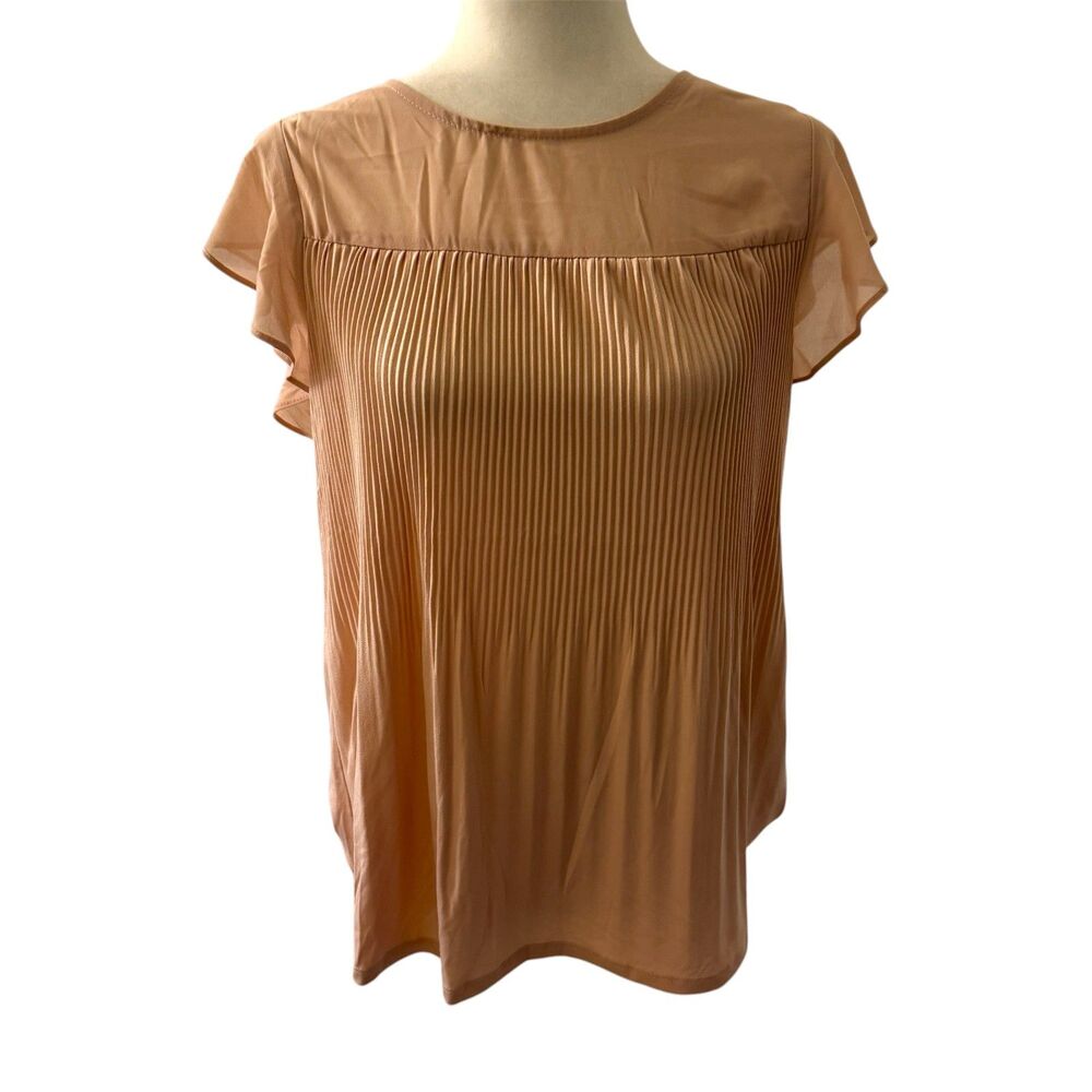 Adrianna Papell | Blush Pink Pleated Blouse Size Small Elegant Old Money Cute